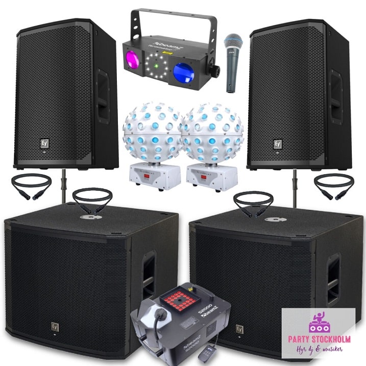 DJ paket högtalare och discobelysning rökmaskin